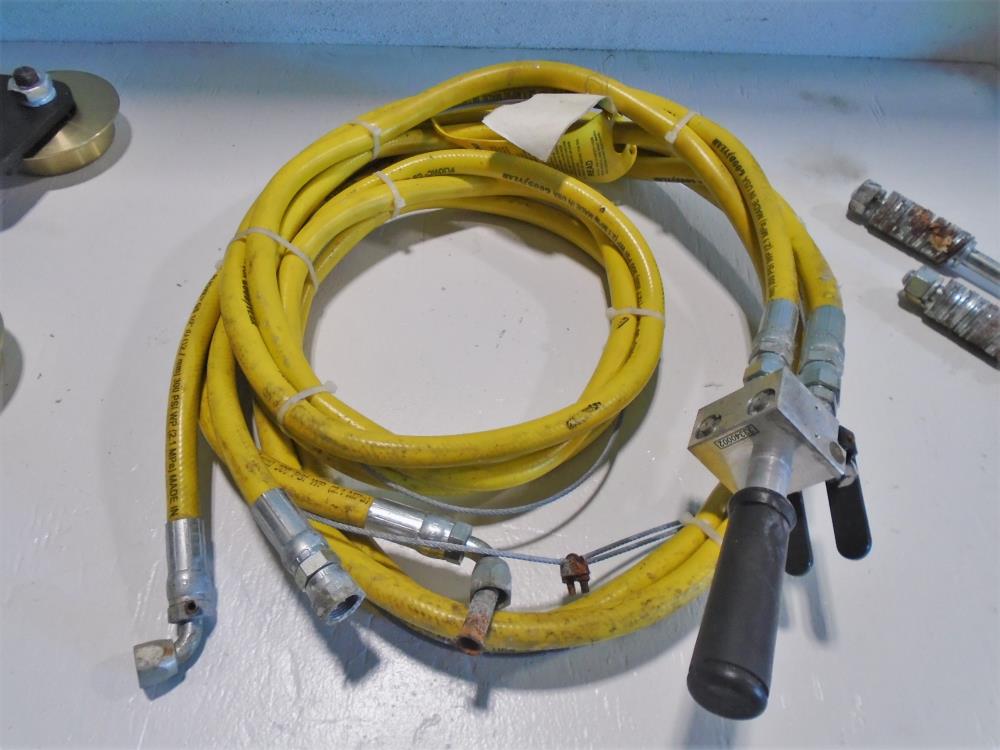 Yale 1/2 Ton Air Chain Hoist KALC5016, Brass Budgit Push Trolleys 905462 & Hose